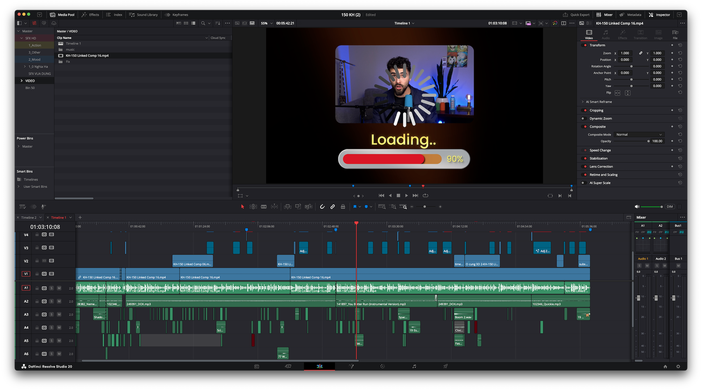 DaVinci Resolve timeline workflow